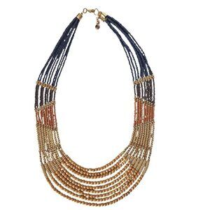 Vintage Multicolor Beads Multi Strand Statement Necklace Womens Costume Jewelry